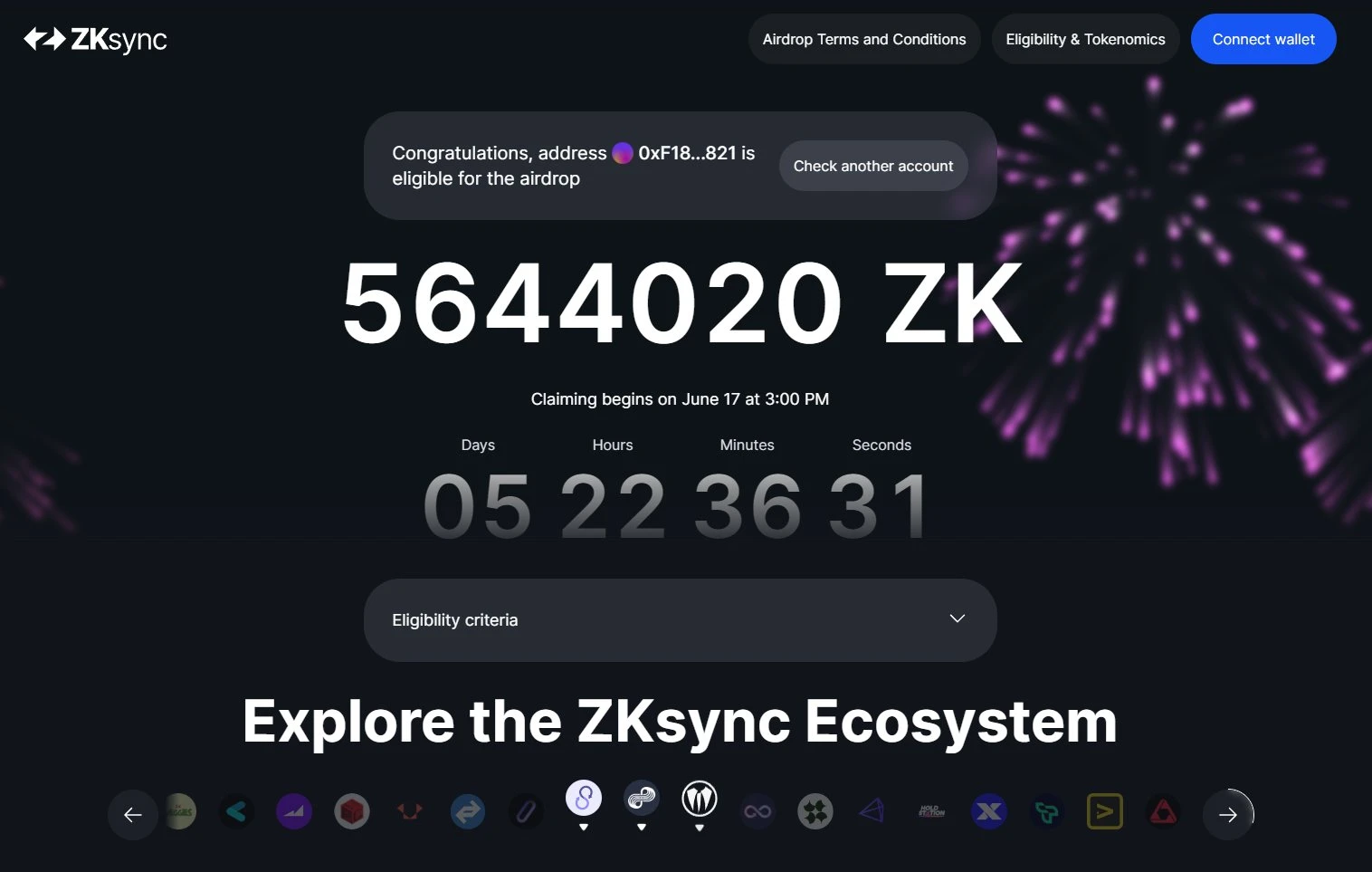 zkSync airdrop claim
